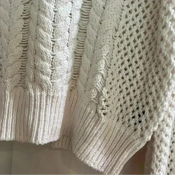 360 sweater white cable knit chunky women’s size x small - Picture 3 of 13